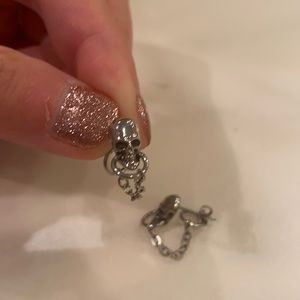 Skull 💀 Chain Silver Stud Earrings